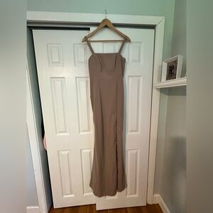 Azazie Strapless Tan Dress